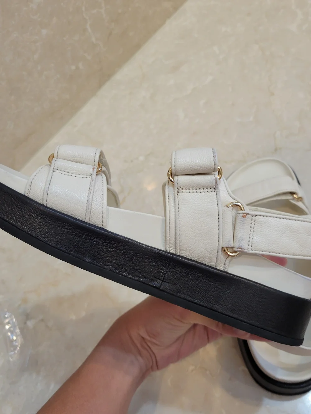 Tory Burch Kira White Sandals with Gold Logo